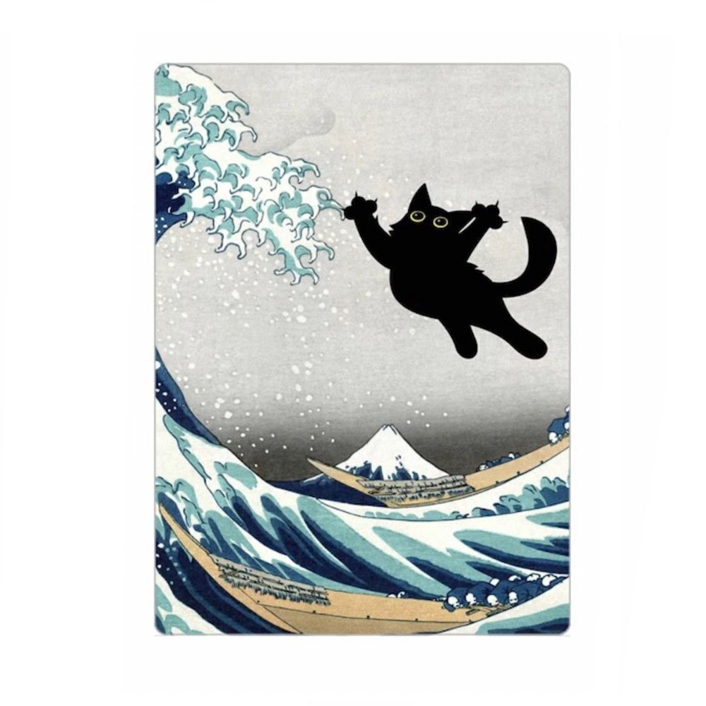 The Great Wave Off Kanagawa Black Cat Magnet